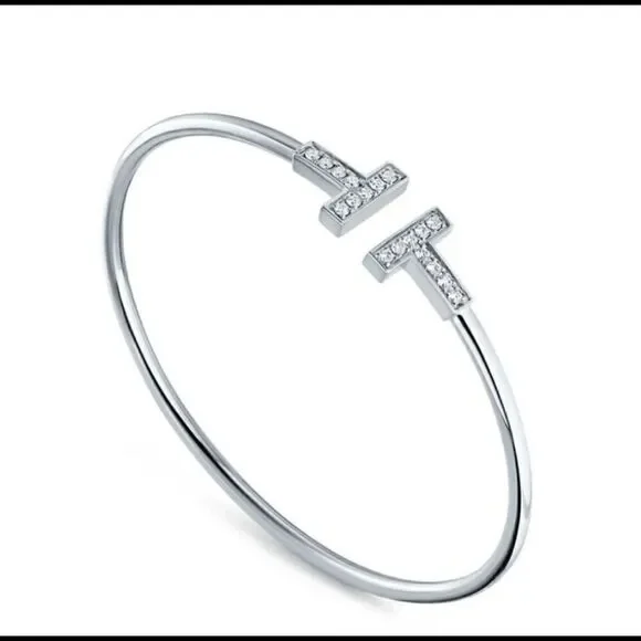 + Silver Tone T Bar Open Brscelet - Picture 1 of 4